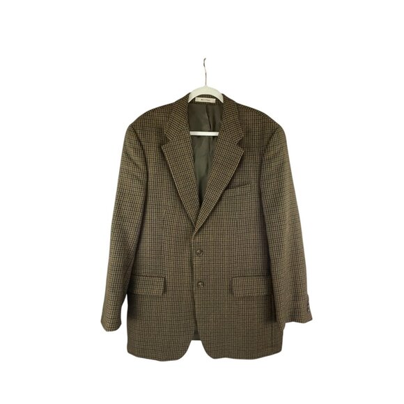 Polo University Club By Ralph Lauren Mens Houndstooth Blazer 43 T Wool Brown - Picture 1 of 12